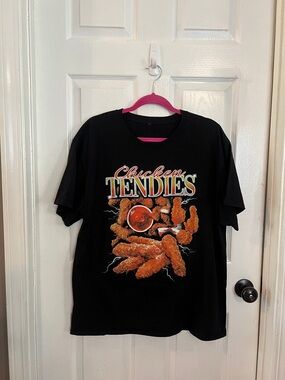 Chicken Tendies Graphic Tee - Black with Orange Print